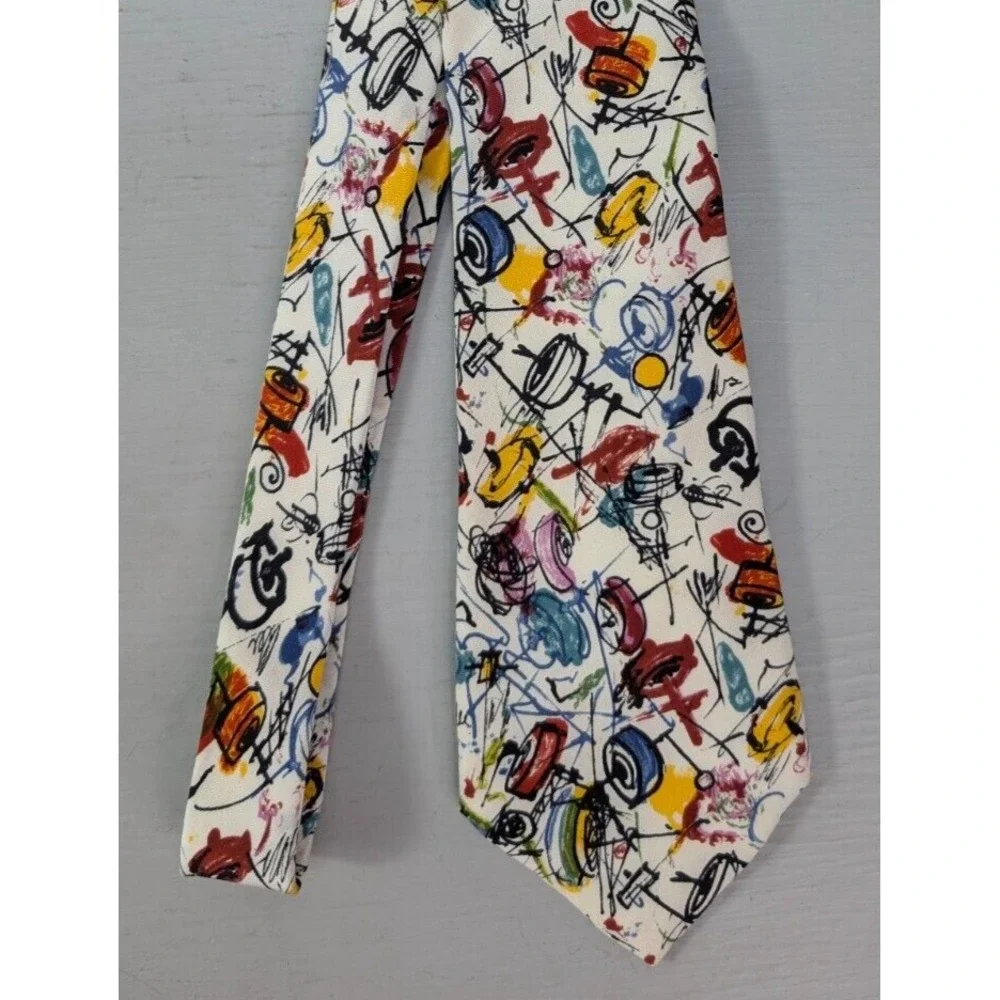 Missoni Cravatte NeckTie Abstract Art  Silk Multicolor Hand-Drawn Sketch Pattern